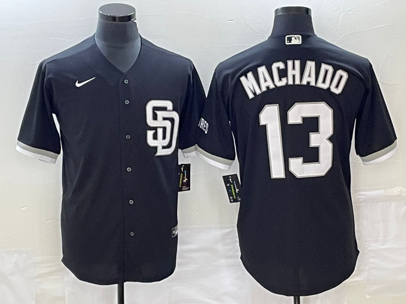 Men's San Diego Padres #13 Manny Machado Black Cool Base Stitched Baseball Jersey